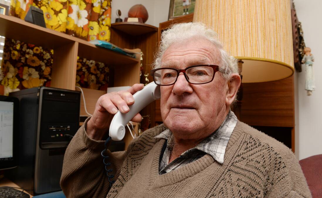 Rex Nancarrow has been without phone or internet for four months since the NBN was connected to his house on Lowndes Street, Kennington. Picture: DARREN HOWE