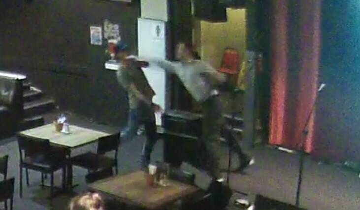 CCTV footage shows Colin Thompson allegedly attacking a man at the Golden Vine Hotel on July 19.