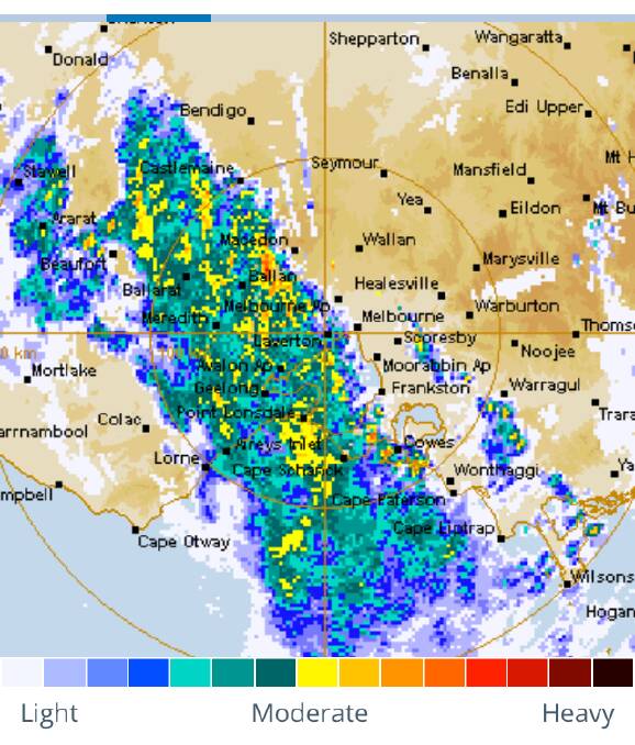 The weather radar at 10.20am.