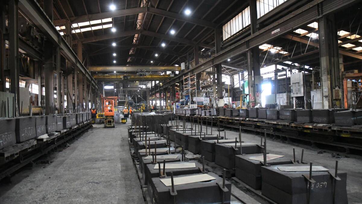 Moulds are positioned at the Keech foundry on Powell Street. Picture: Adam Holmes