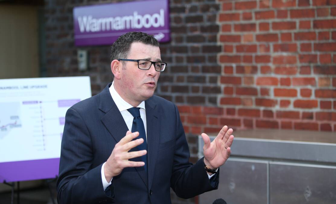 Premier Daniel Andrews during a recent visit to Warrnambool where he provided an update on a rail line upgrade. Labor has promised a $16.3 million library redevelopment in the Liberal seat. Picture: MORGAN HANCOCK