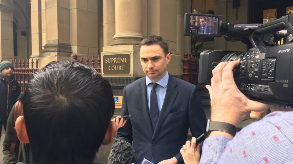 Victoria Legal Aid director civil justice access and equity Dan Nicholson speaks to the media in front of the Supreme Court as the court considers the forced electro-convulsive therapy case of a Bendigo woman.