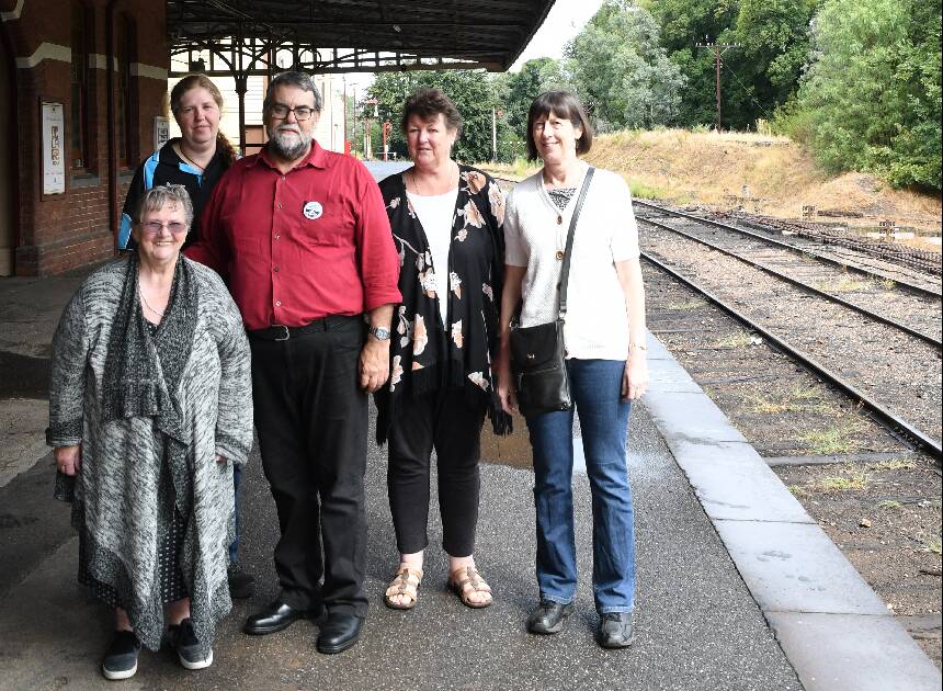 Some of the representatives from regional rail groups at Castlemaine Railway Station on Saturday. Picture: Adam Holmes
