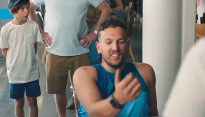Dylan Alcott in the advert that ran during the Australian Open in January.