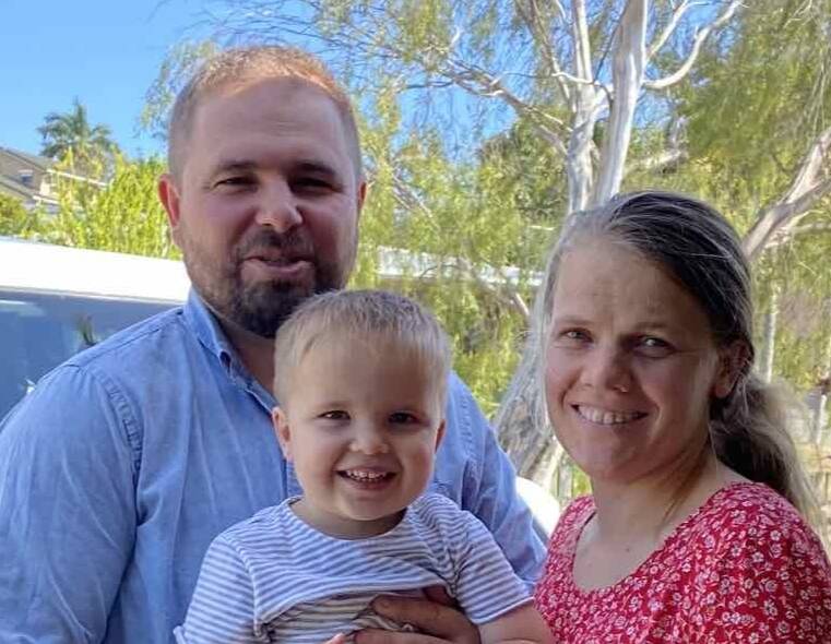 Powranna family Dallas, Alfie, 3, and Rosanna Kotrba, followed all Tasmanian advice, but a last-minute policy change left them stranded in Victoria. Picture: Supplied