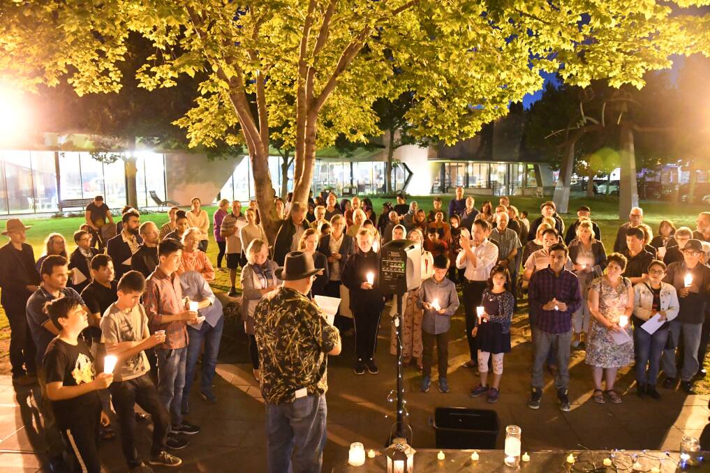 About 150 people attended a vigil in Bendigo for Hazara victims of violence in Afghanistan. Picture: ADAM HOLMES