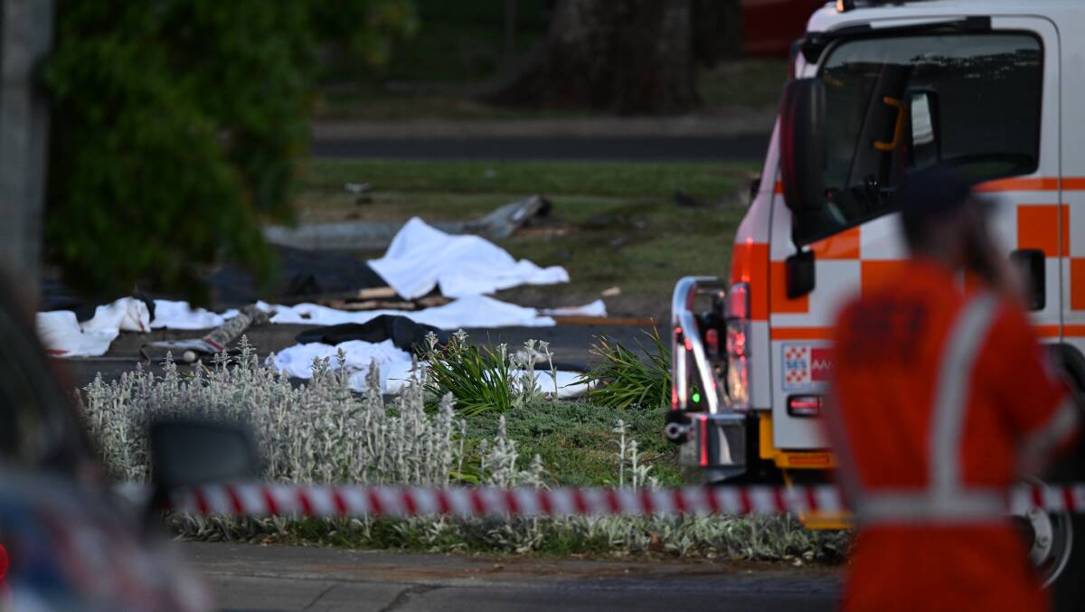 Carnage at the scene of Sunday night's crash. Picture by Lachlan Bence. 
