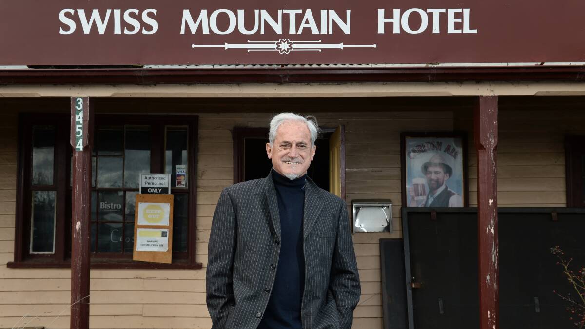 Jim Frangos outside the Swiss Mountain Hotel at Blampied in 2014. Photo: Adam Trafford. 