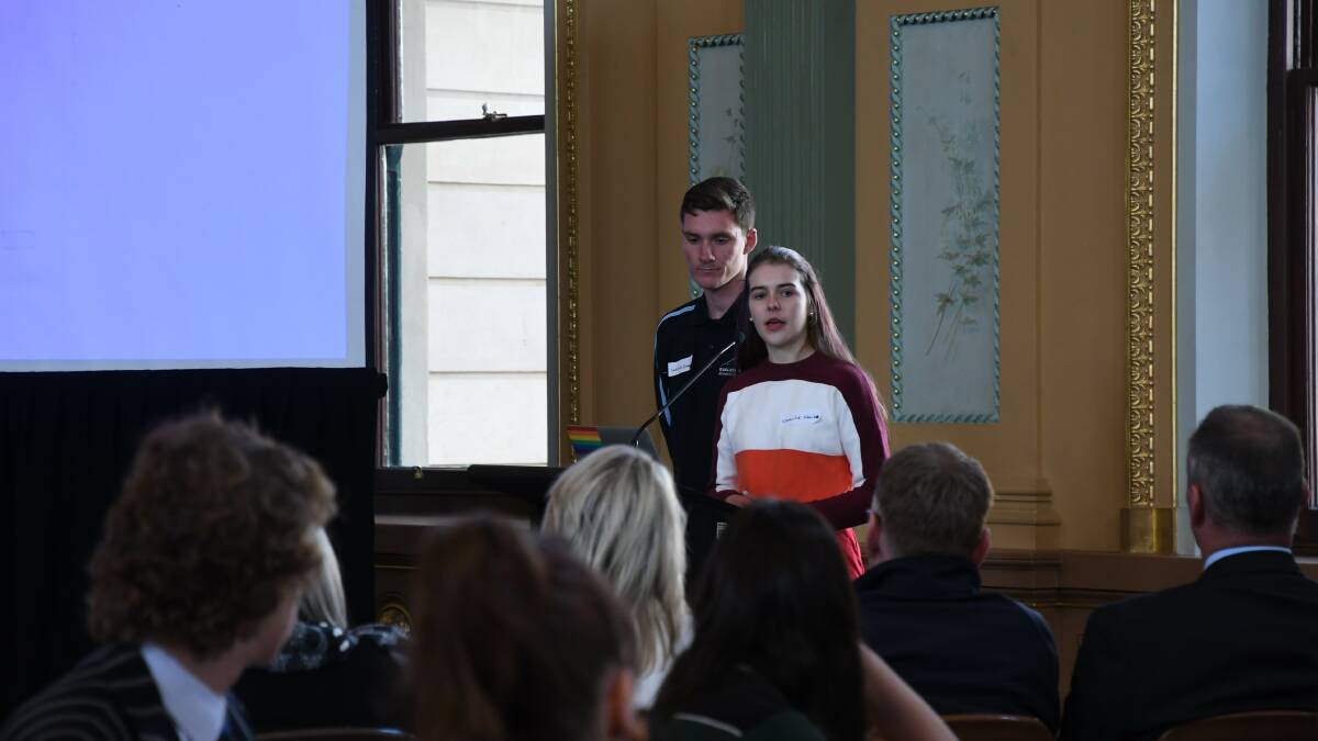 Secondary school students present their visions for Bendigo in 2030. Picture: EMMA D'AGOSTINO