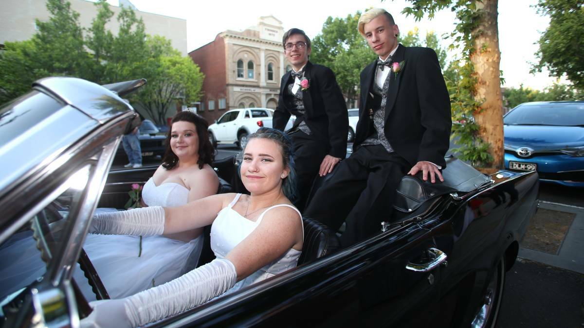 LJ Edwards, Makayla McDonell, Austin Colliver and Robert Monk arrive at the Ball in the Mall in 2017. Click the image for more. Picture: GLENN DANIELS