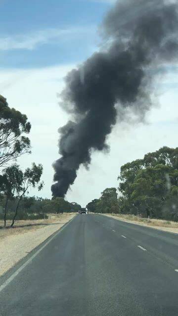 Firefighters respond to a truck fire at Bears Lagoon. Picture: DEE SLATTER
