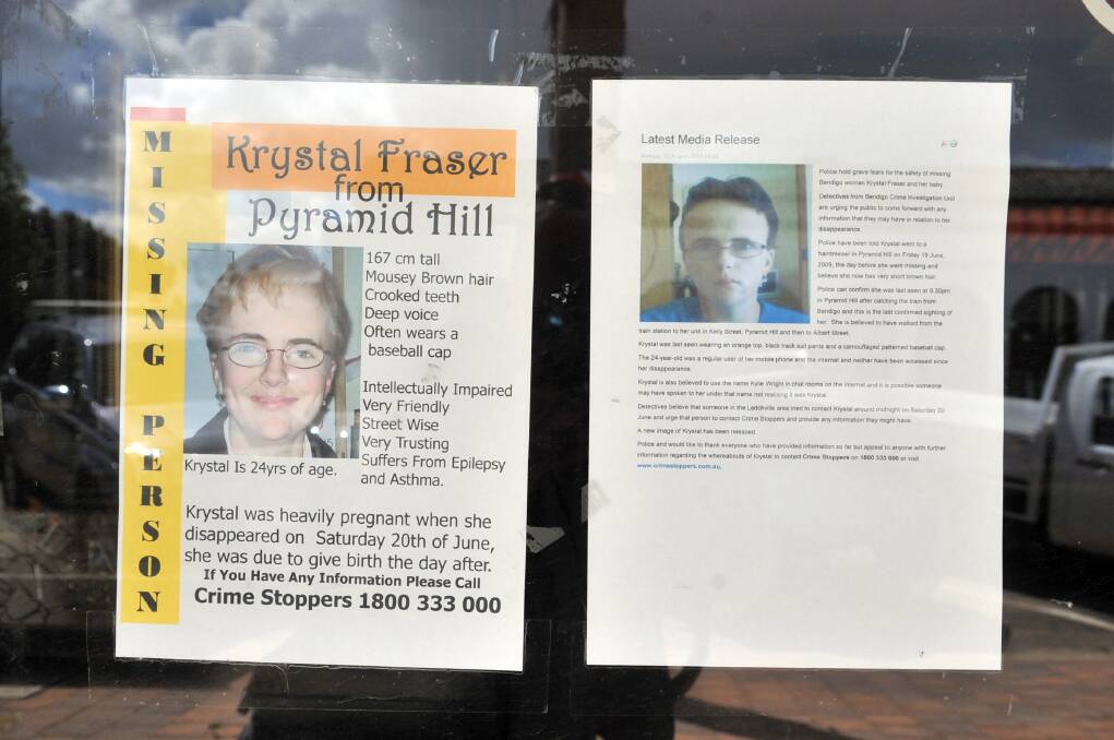 Flyers posted in a shop front in Pyramid Hill in 2009. Picture: BRENDAN McCARTHY