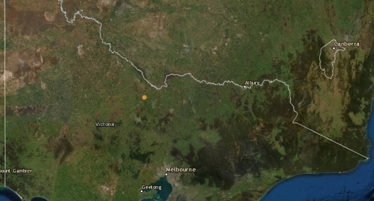 The 2.5 magnitude earthquake was recorded at Lockington at 11.12pm yesterday. Picture: GEOSCIENCE AUSTRALIA