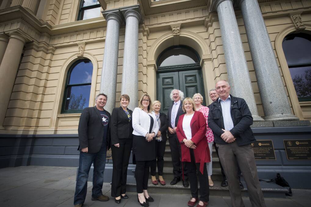 Greater Bendigo mayor Margaret O'Rourke says the council can learn from events that precipitated Yvonne Wrigglesworth's resignation (Julie Hoskin, in red, has been replaced by Malcolm Pethybridge). Picture: DARREN HOWE 