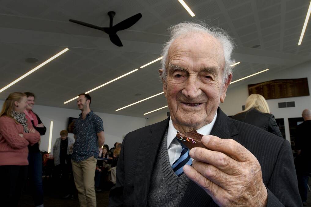 FESTIVE: Harold 'Wicky' Toma celebrates his 103rd birthday with family and friends at a function in Eaglehawk. Picture: NONI HYETT