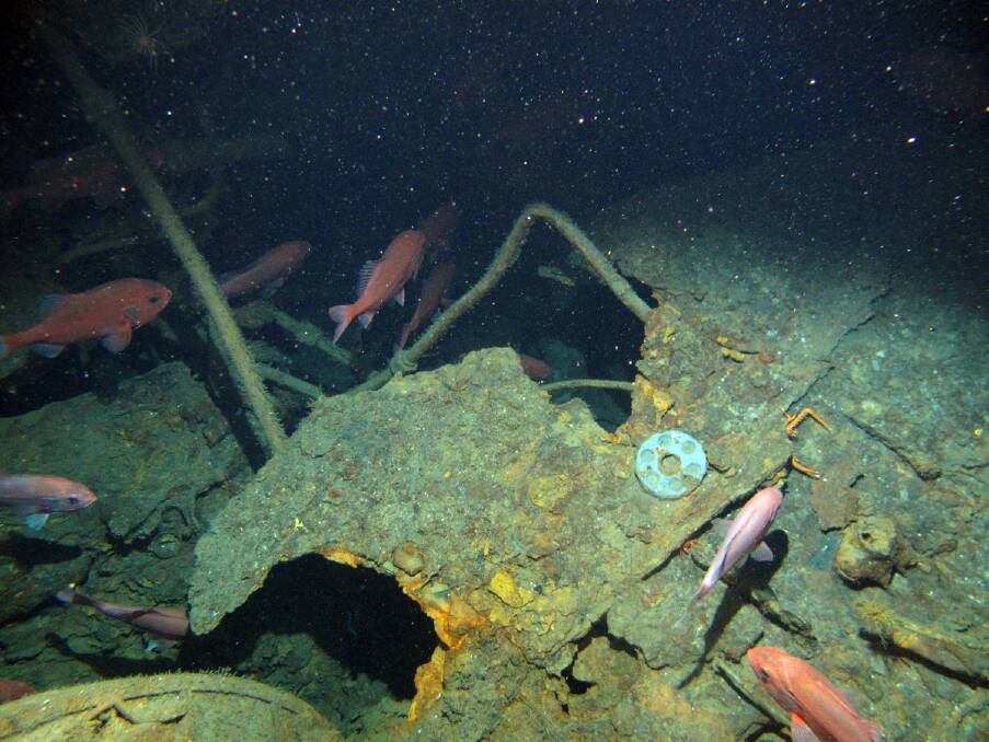 Modern contamination on the casing of HMAS AE1. Picture: FUGRO SURVEY