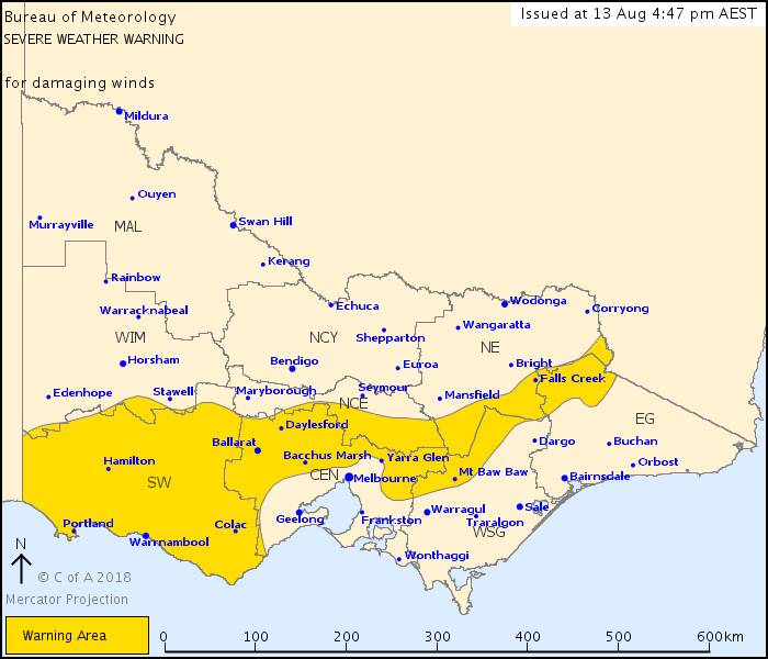 Damaging northerly winds forecast for parts of central Victoria