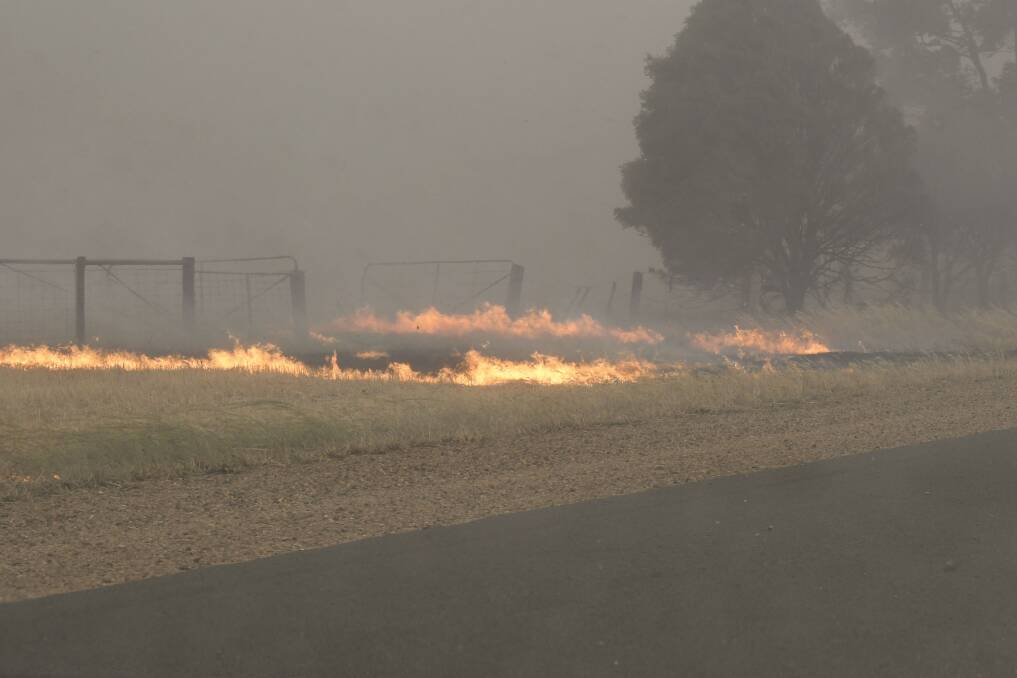 RED ALERT: Grass and scrub burns during Code Red conditions near Burgoine Road, Strathallan. Picture: NONI HYETT