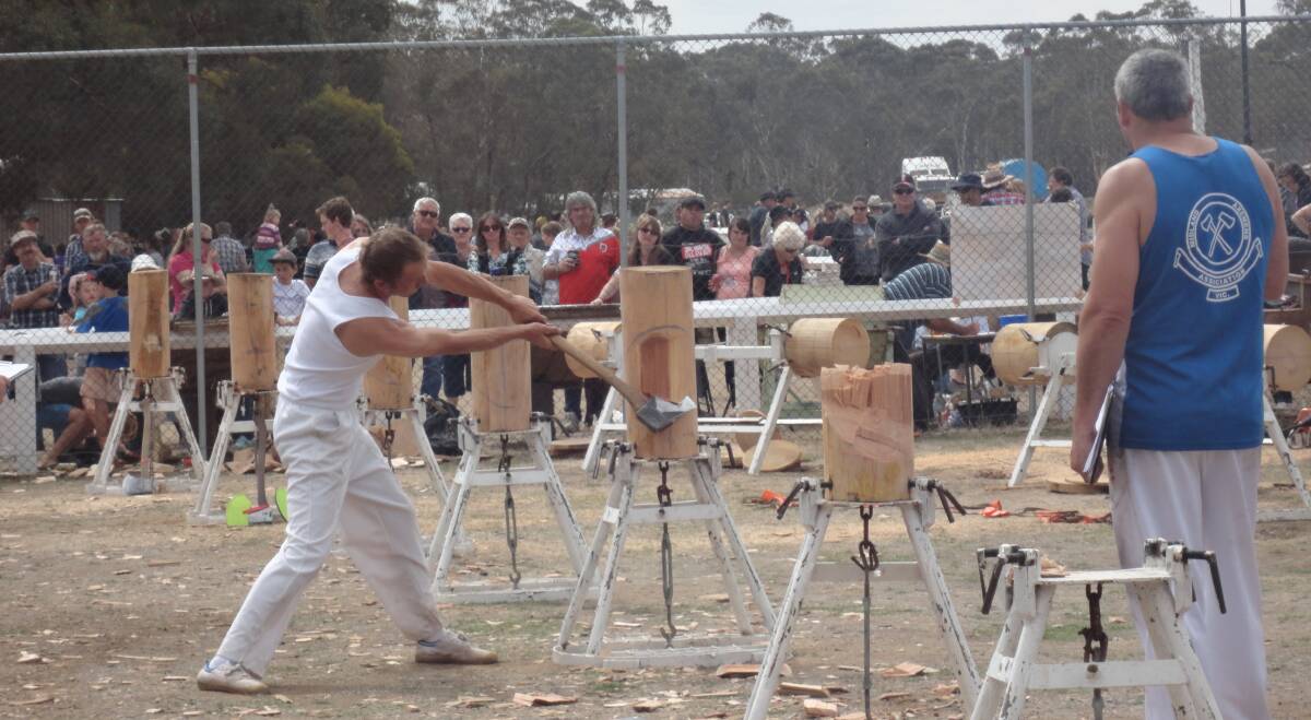 CHOP FOR CHARITY: Spectators appreciating the wood chopping action at the 146th Rheola Charity Carnival. Picture: RHEOLA CHARITY CARNIVAL
