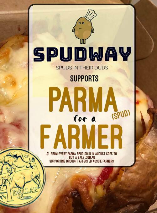 Spudway gets into the spirit of Parma for a Farmer. Picture: FACEBOOK