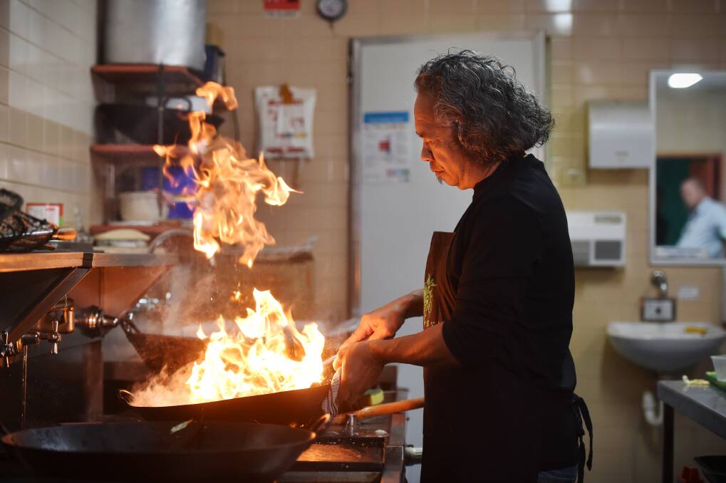 Chef Lino Lay prepares for the Bendigo Chinese Association's noodle night. Picture: DARREN HOWE