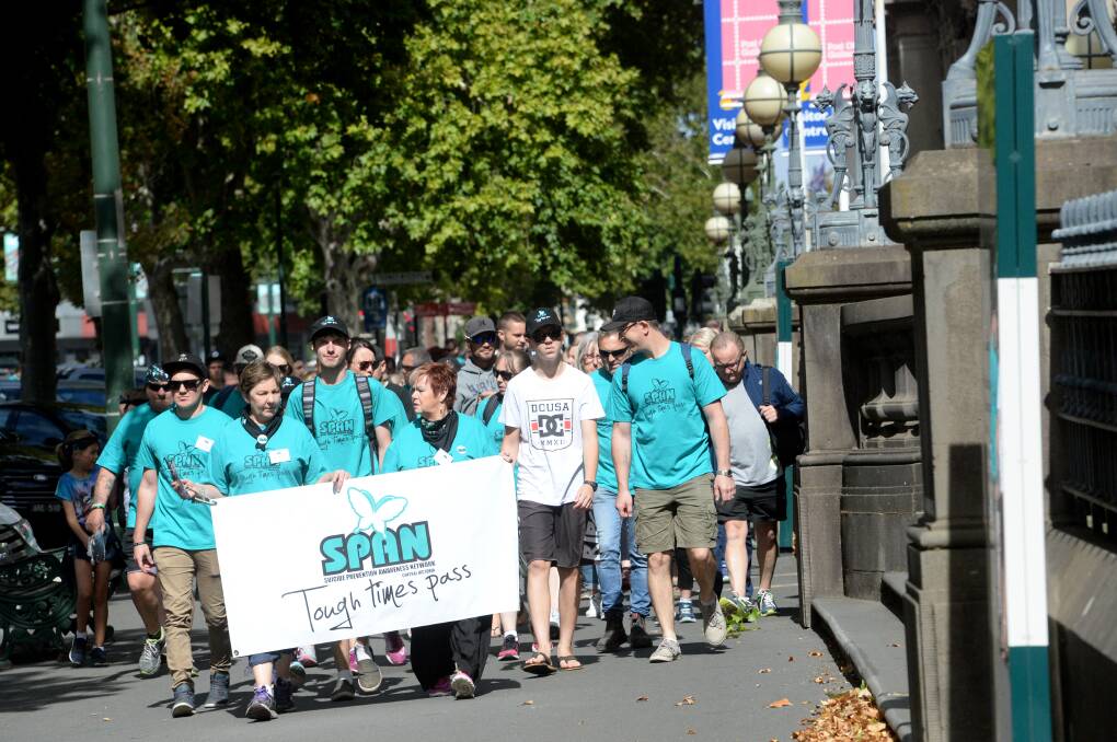 COMMUNITY RESPONSE: Bendigo and central Victoria is already taking steps to raise awareness of the impact and incidence of suicide with initiatives such as SPAN's annual Suicide Awareness Walk. Picture: DARREN HOWE