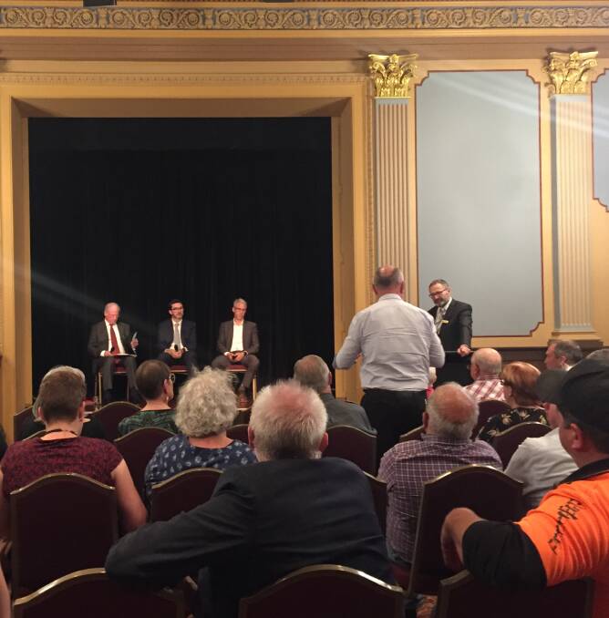 Forum MC Jonathan Ridnell and panellists take a question from Councillor James Williams. Picture: EMMA D'AGOSTINO