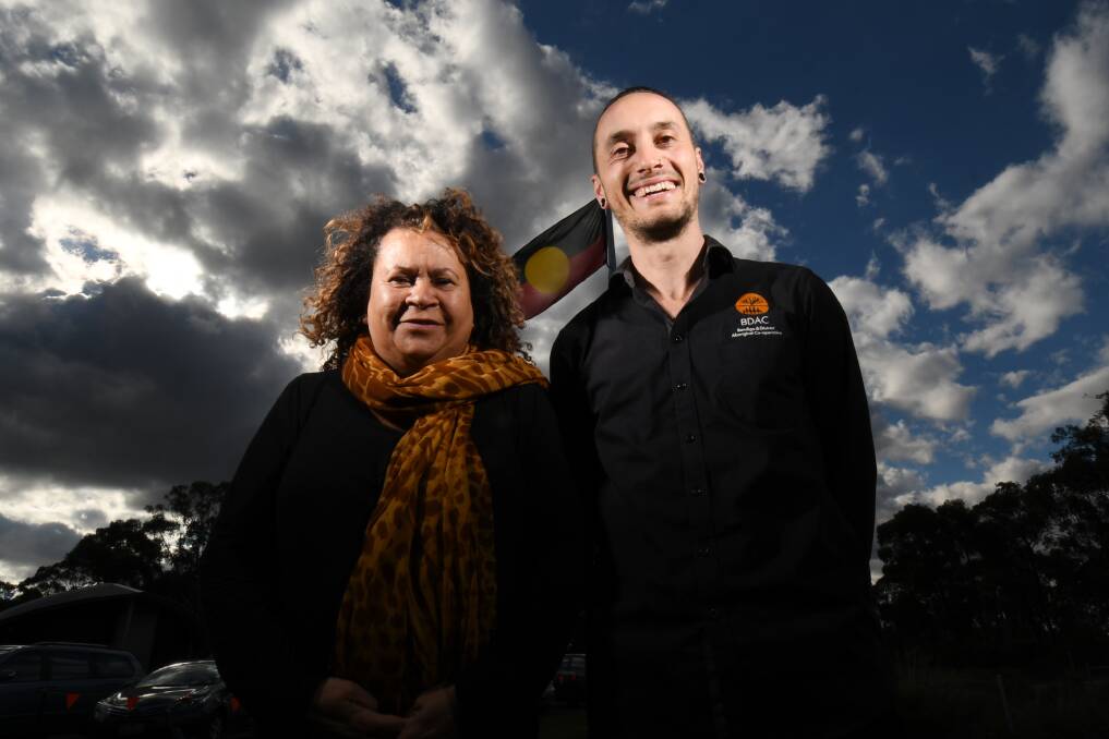 Bendigo and District Aboriginal Co-operative chief executive Raylene Harradine and Section 18 'As If' project manager Dion Sing. Picture: DARREN HOWE