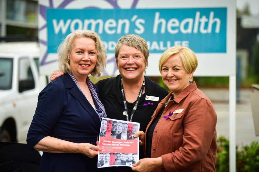 Tricia Currie, Vicky Mason and councillor Jennifer Alden at the launch of the draft gender equity strategy at an International Women's Day breakfast earlier this year. Picture: BRENDAN McCARTHY