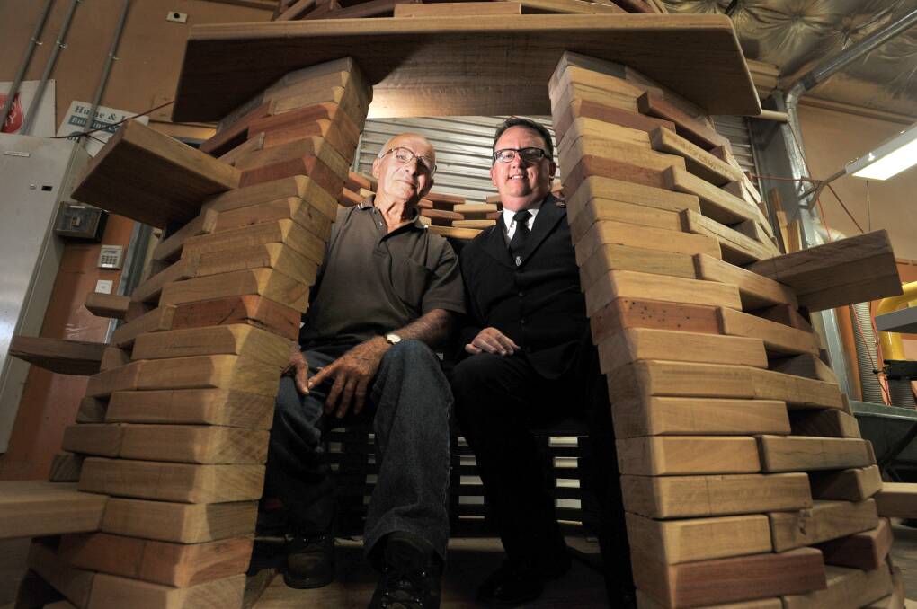 The first stage of the play space upgrade included a timber play hive. Picture: NONI HYETT