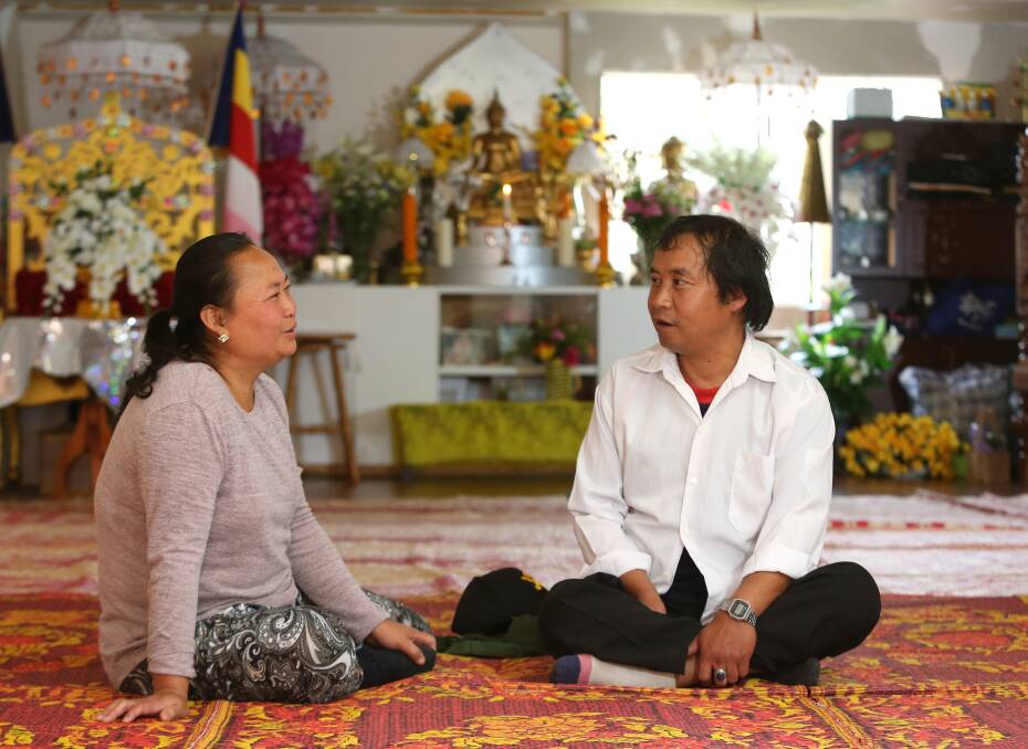 Kyaw Pyaint Pah Thei and Lah Su Pah Thei discuss life in Bendigo. Picture: GLENN DANIELS