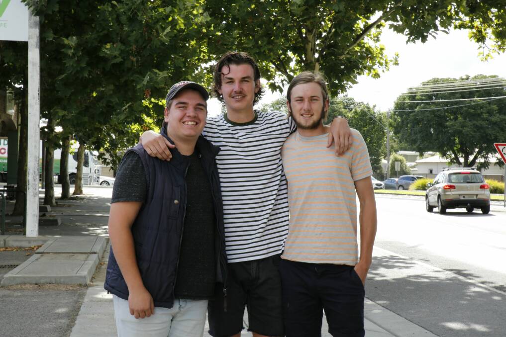 Bailey Lindrea, Cooper Jones and Tom Bickley helped a man who fell off his mobility scooter near a busy Bendigo intersection. Picture: EMMA D'AGOSTINO