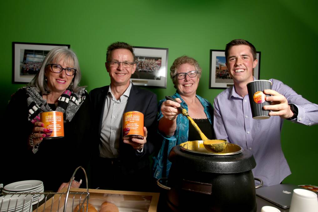 Margaret O'Rourke, Robert Musgrove, Cathie Steele and Sam Kane at the launch of Million Meals in May. Picture: GLENN DANIELS