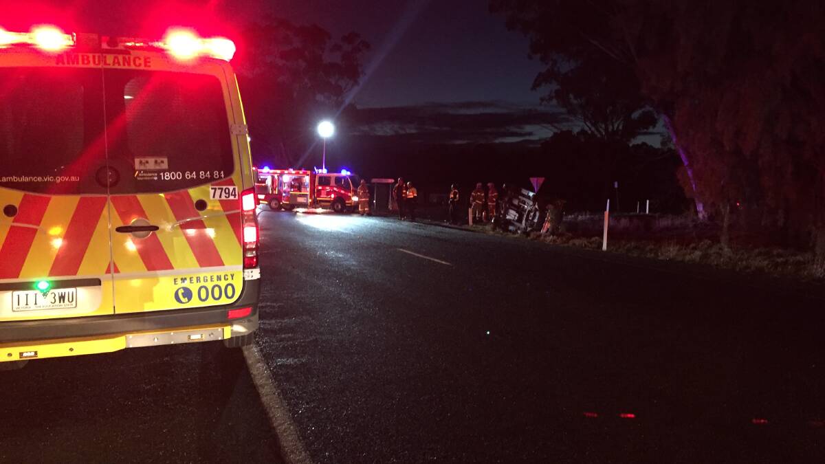 Emergency services respond to a crash at Maiden Gully. Picture: EMMA D'AGOSTINO