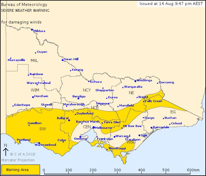 Damaging northerly winds forecast for parts of central Victoria