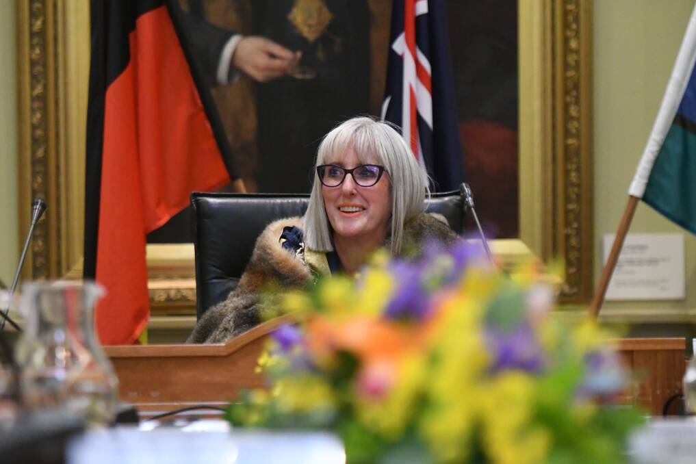Bendigo mayor Margaret O'Rourke at this week's special meeting. Picture: NONI HYETT