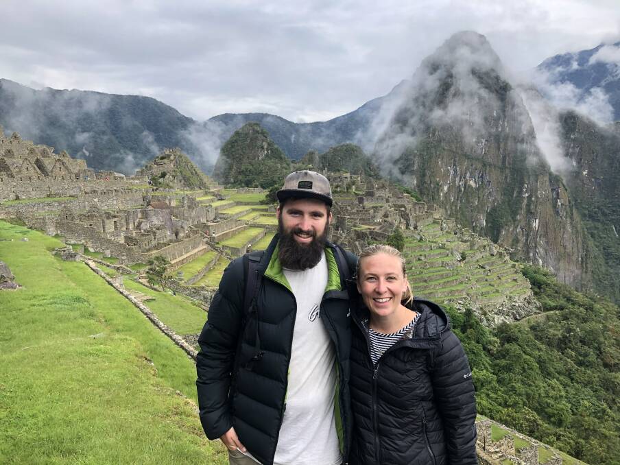 STILL STRANDED: Jackson Callahan and Alexandra Stobaus earlier in their South American adventure. They had yet to become aware of the extent of the coronavirus crisis to come. Picture: SUPPLIED