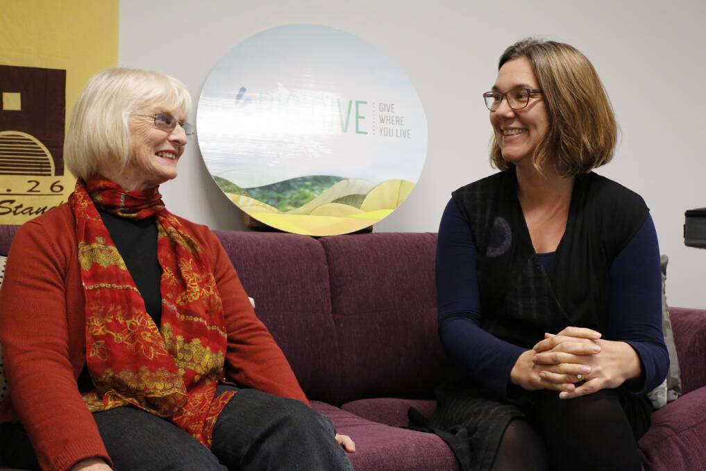 COMMUNITY GIVING: Quality Living Options Bendigo president Noela Foreman and Community Foundation for Central Victoria executive officer Ann Lansberry discuss the Big Give. Picture: EMMA D'AGOSTINO