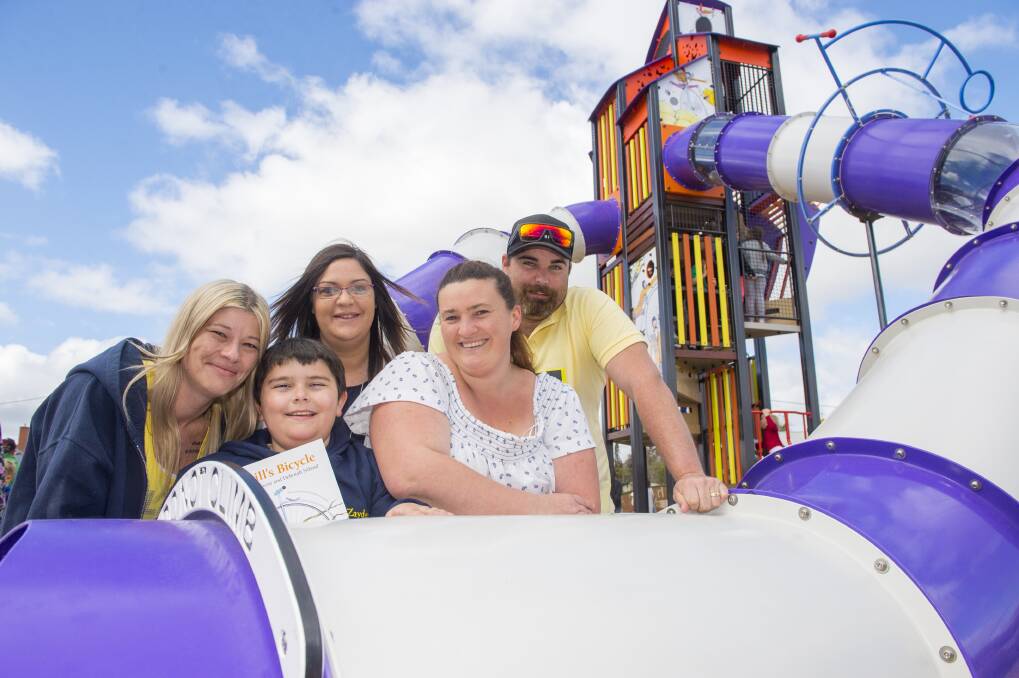 Family of baby Zayden Veal-Whitting, which instigated the Eaglehawk Regional Playspace, at the opening in September 2018. The junior play area, Where Angels Play, honours Zayden. Picture: DARREN HOWE