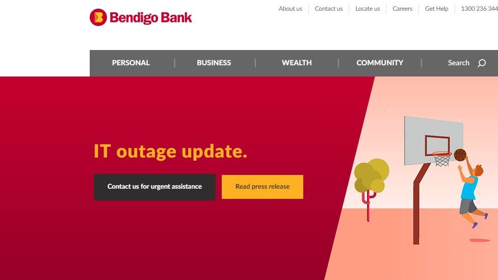 Bendigo Bank says the IT outage has been resolved. A message remains on the bank's website. 