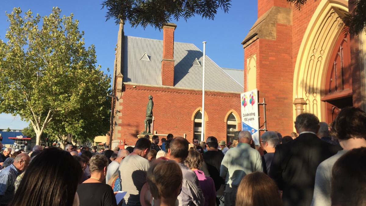 More than 200 people gathered at Sunday's vigil at St Paul's Anglican Cathedral Bendigo. Picture: ELSPETH KERNEBONE