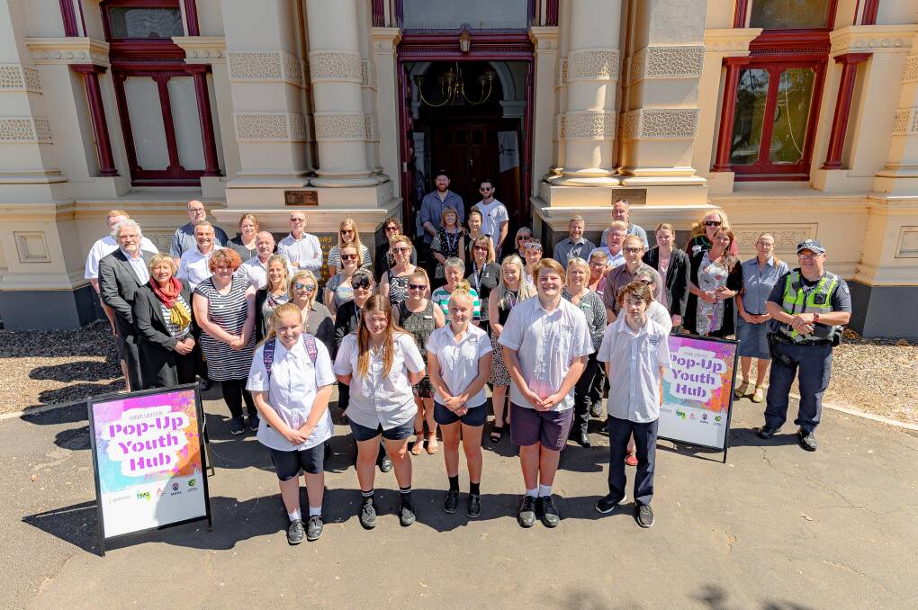 Young people, youth service providers and supporting agencies at the pop-up youth hub launch at the Maryborough Town Hall. The hub is expected to open in early December. Picture: AJ TAYLOR