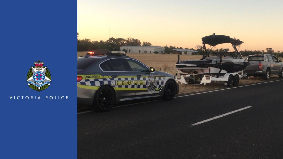 Police pulled over a motorist after spying people travelling in the boat they were towing. Picture: CENTRAL GOLDFIELDS POLICE SERVICE AREA