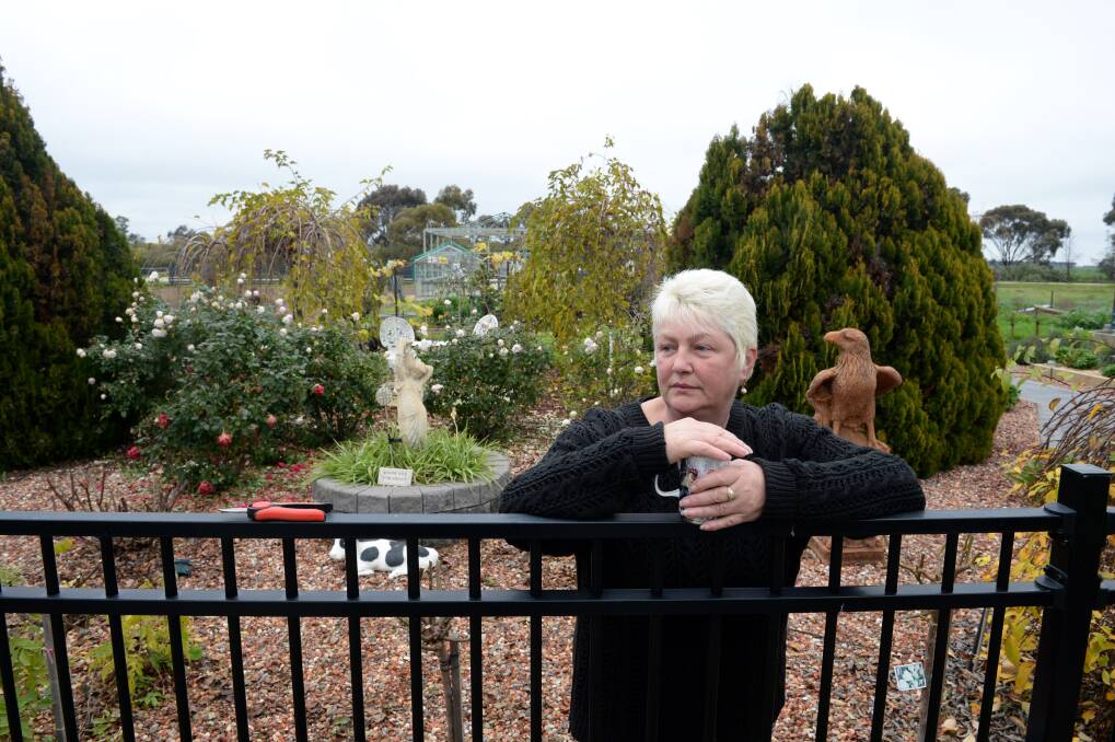 Karen Fraser in 2014 in the garden she made in memory of her daughter. Picture: JIM ALDERSEY
