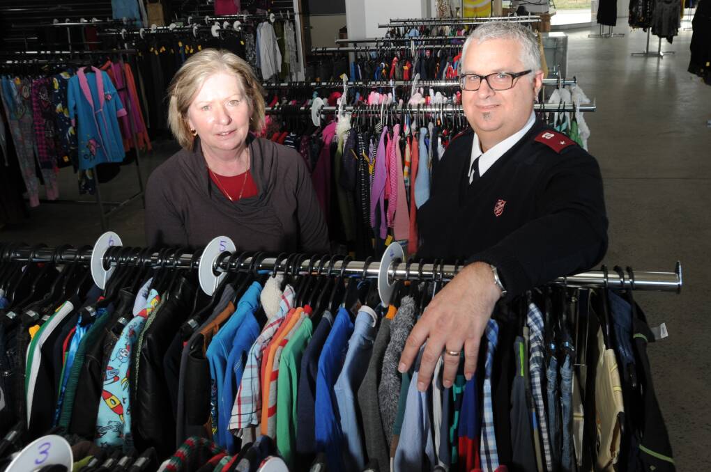 Salvation Army Ironbark store manager Sue Campbell and Lieutenant Chris Marsh, of the Salvation Army Eaglehawk Corps. Picture: NONI HYETT