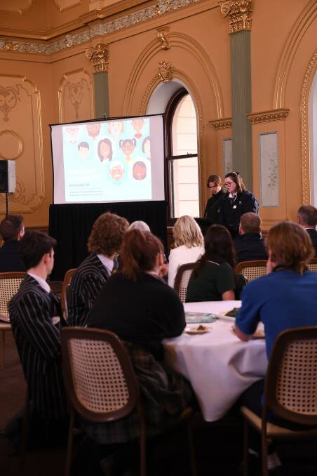 Secondary school students present their visions for Bendigo in 2030. Picture: EMMA D'AGOSTINO