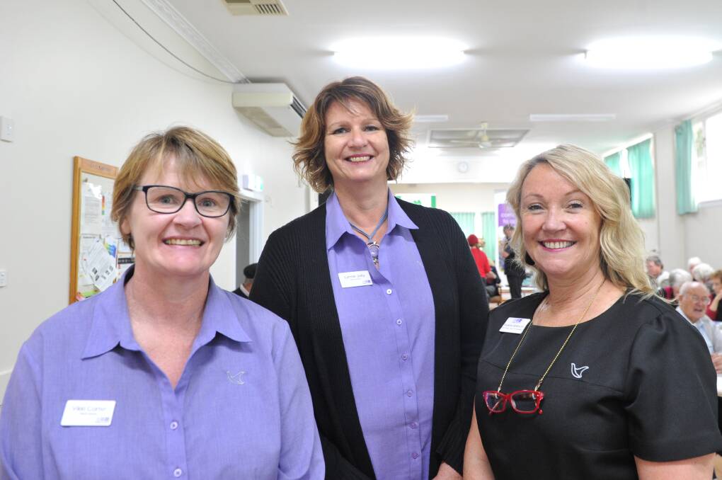 Vikki Carter, Lynne Jolly and Kaylene deWacht of Uniting AgeWell, which presented an aged care information session in Castlemaine. Picture: NONI HYETT