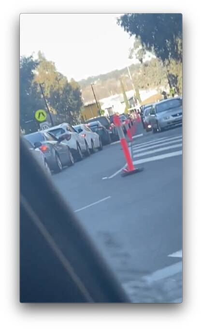 A still from a video of the traffic surrounding a drive-through COVID-19 testing site at Mercy Street in Bendigo. Picture: SUPPLIED