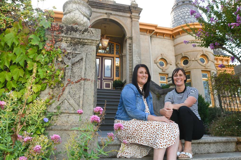 Nicole Emmerson and Simone Edgley at Fortuna Villa in early March, when they were initially promoting the fundraiser. Picture: NONI HYETT