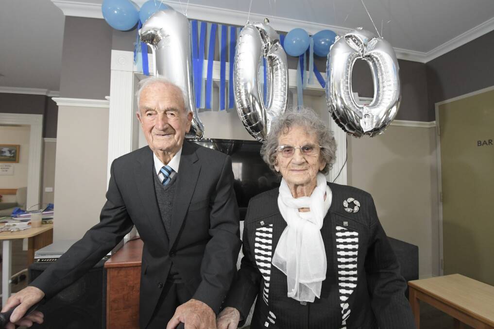 Harold "Wicky" Toma with his sister, Muriel Kelly, on her 100th birthday. Picture: NONI HYETT